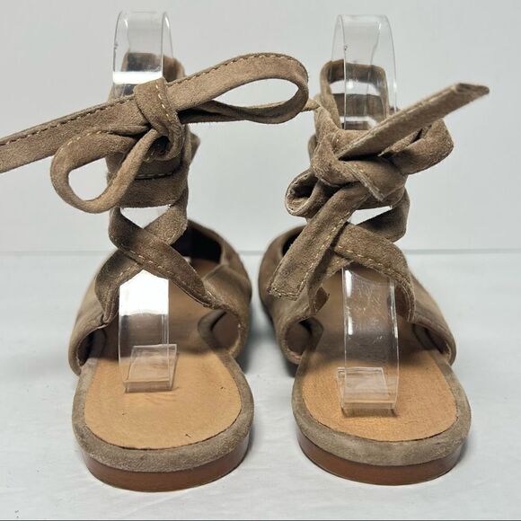 Madewell Womens April Suede Taupe Lace Up Ballet Flats 7.5 - Picture 4 of 11